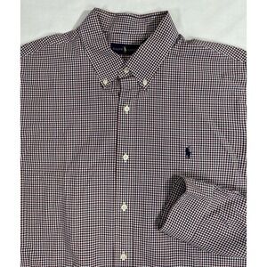 Polo Ralph Lauren Shirt Mens 2XL Red Blue Pony Oxford Gingham Button Down